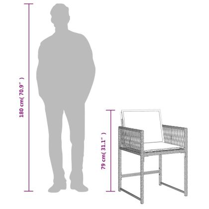Градински столове с възглавници, 4 бр, светлосиви, полиратан