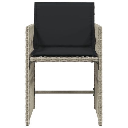 Градински столове с възглавници, 4 бр, светлосиви, полиратан