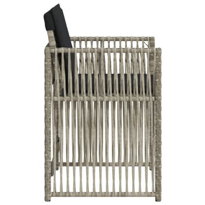 Градински столове с възглавници, 4 бр, светлосиви, полиратан