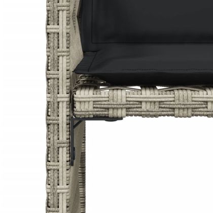 Градински столове с възглавници, 4 бр, светлосиви, полиратан