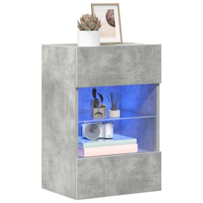 Стенни шкафове с LED светлини за телевизор, 2 бр, бетонно сив, 40x30x60,5 см