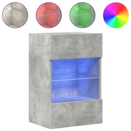 Стенни шкафове с LED светлини за телевизор, 2 бр, бетонно сив, 40x30x60,5 см