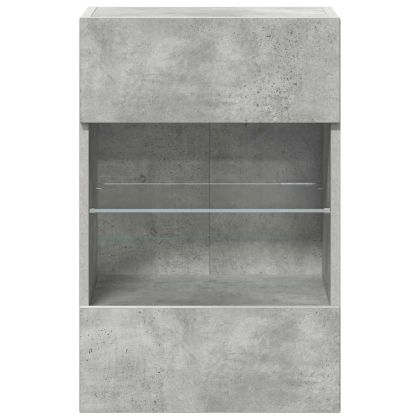 Стенни шкафове с LED светлини за телевизор, 2 бр, бетонно сив, 40x30x60,5 см