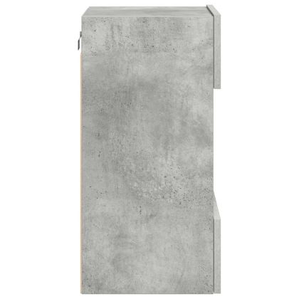 Стенни шкафове с LED светлини за телевизор, 2 бр, бетонно сив, 40x30x60,5 см