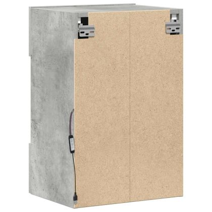 Стенни шкафове с LED светлини за телевизор, 2 бр, бетонно сив, 40x30x60,5 см