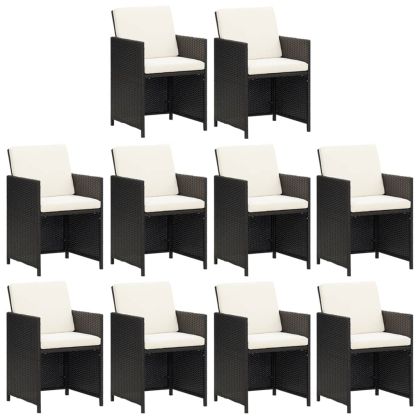 Градински комплект с възглавници 11 части полиратан черен