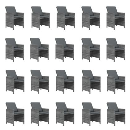 Градински комплект с възглавници 21 части сив полиратан