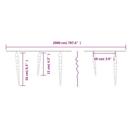 Коледна лампа тип „ледулка“ 200 LED диода, студено бяла, 20 м, акрил, PVC