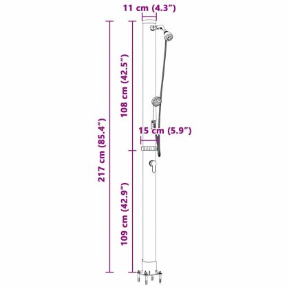 Външен соларен душ Черно 217 см PVC и алуминий