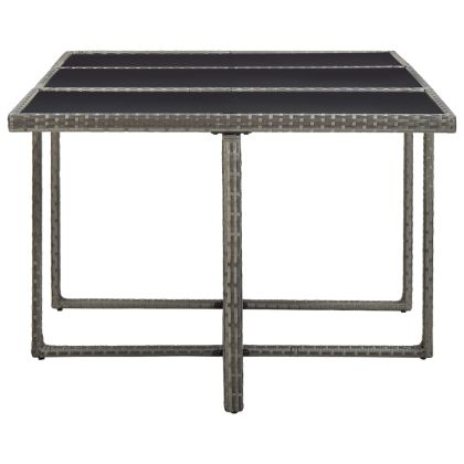 Градински комплект с възглавници, 11 части, полиратан, сив