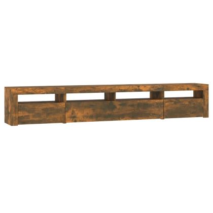 ТВ шкаф с LED осветление, опушен дъб, 240x35x40 см