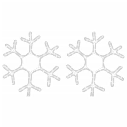 Коледни фигури снежинки с LED, 2 бр, топло бяло, 38x37 см
