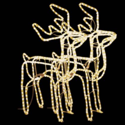 Коледни фигури на елени, 3 бр, топло бяло, 76x42x87 см