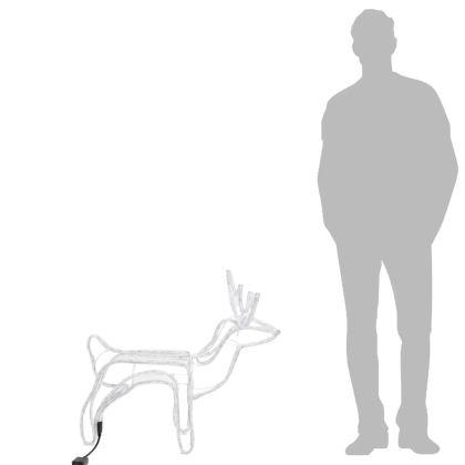 Коледни фигури на елени, 2 бр, топло бяло, 60x30x60 см