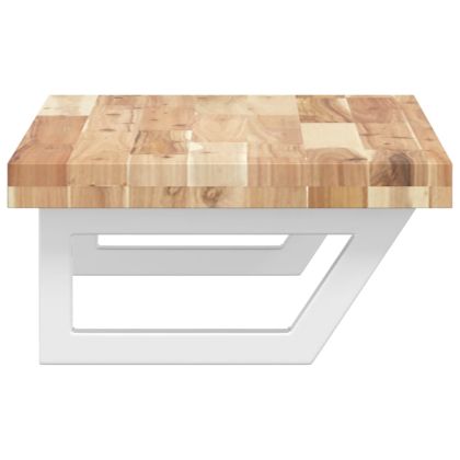 Стенен рафт за мивка, стомана и масивно дърво акация