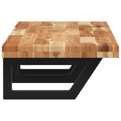 Стенен рафт за мивка, стомана и масивно дърво акация