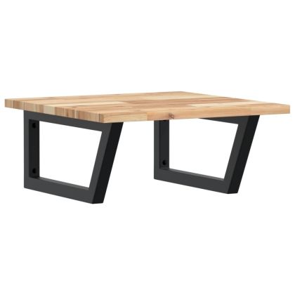 Стенен рафт за мивка, стомана и масивно дърво акация