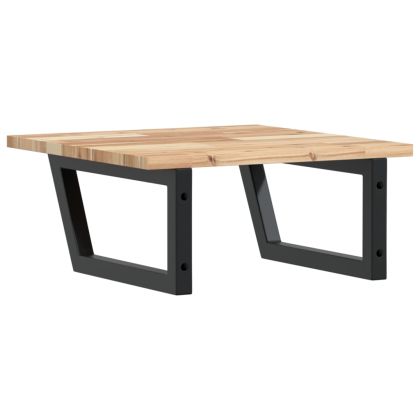 Стенен рафт за мивка, стомана и масивно дърво акация