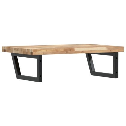 Стенен рафт за мивка, стомана и масивно дърво акация