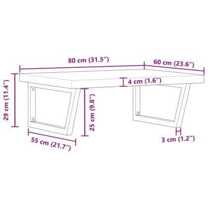 Стенен рафт за мивка, стомана и масивно дърво акация