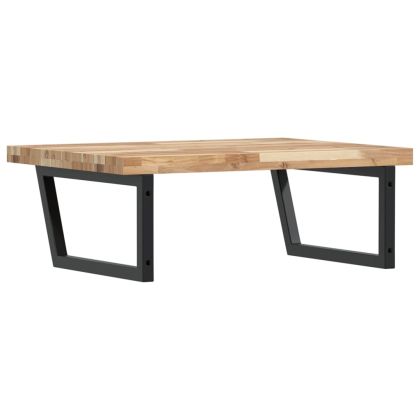 Стенен рафт за мивка, стомана и масивно дърво акация