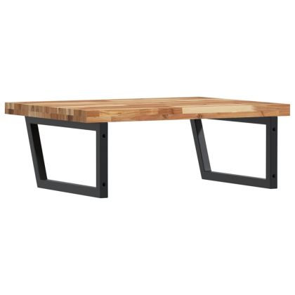 Стенен рафт за мивка, стомана и масивно дърво акация