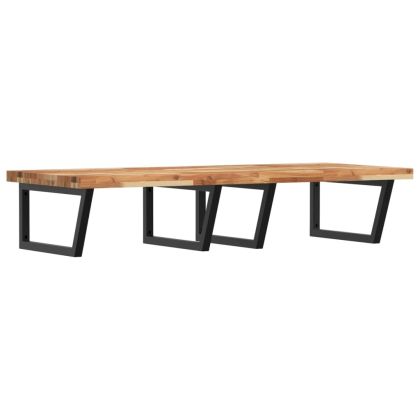 Стенен рафт за мивка, стомана и масивно дърво акация