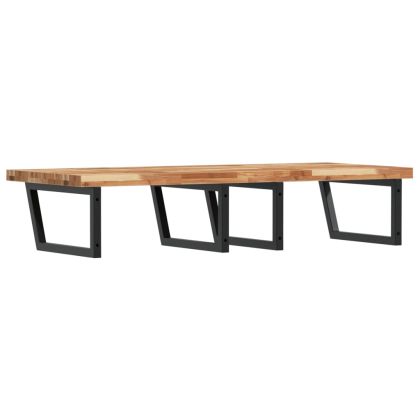 Стенен рафт за мивка, стомана и масивно дърво акация