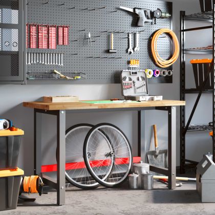 Работна маса, 140x60x83 см, масивно дърво акация, правоъгълна