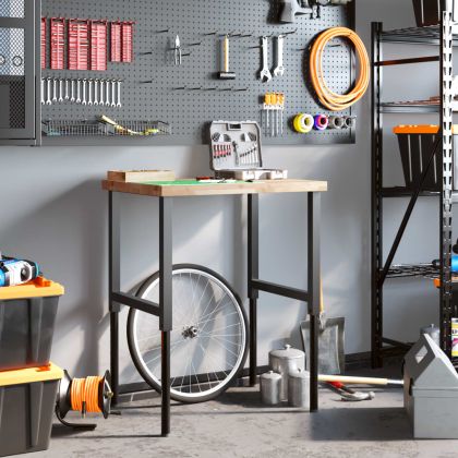 Работна маса, 80x60x(73-99,5) см, масивна акация, правоъгълна