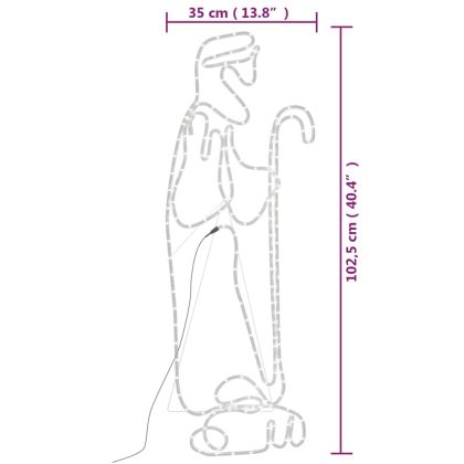 Коледна фигура Пастир и агне със 168 светодиода, 102,5x35 см