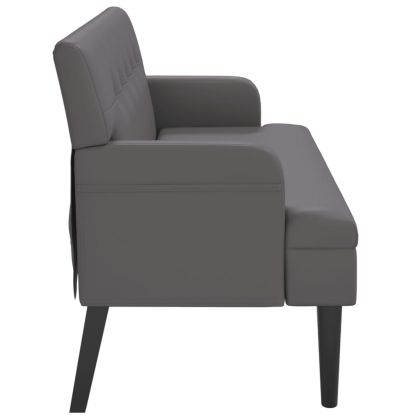 Пейка с облегалка, сива, 112x65,5x75 см, изкуствена кожа