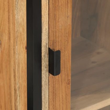 Стенен шкаф за баня 40x30x90 см масивно акациево дърво и желязо