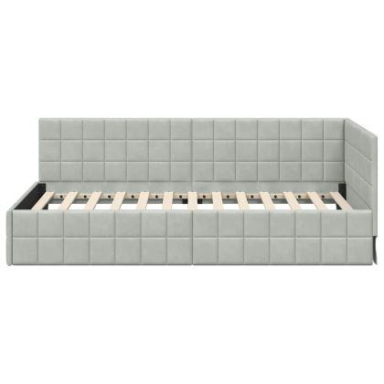 Ъглова рамка за легло Светлосиво 90 см x 200 см Кадифе