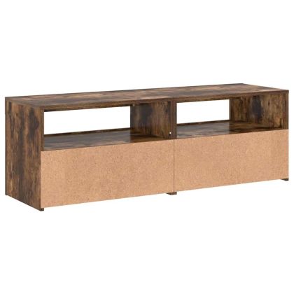 ТВ шкаф с LED осветление, опушен дъб, 120x35x40 см