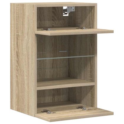 Стенни шкафове с LED светлини за телевизор, 2 бр, сонома дъб, 40x30x60,5 см