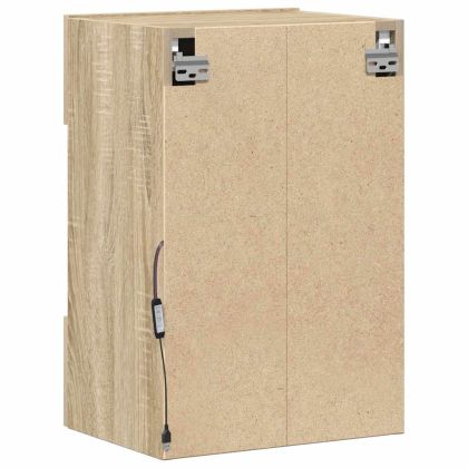 Стенни шкафове с LED светлини за телевизор, 2 бр, сонома дъб, 40x30x60,5 см