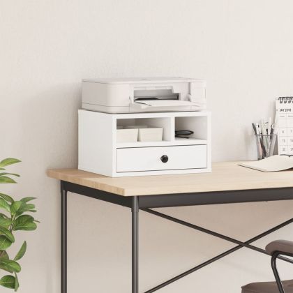 Стойка за принтер, бяла, 40x32x22,5 см, инженерно дърво