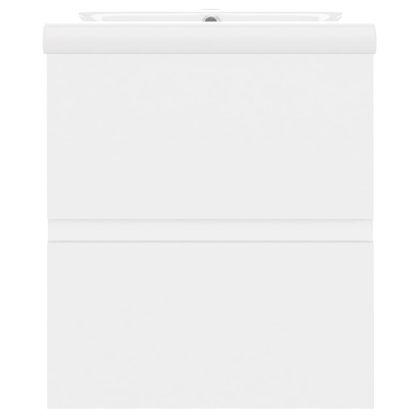 Шкаф за баня с вградена мивка, бял, ПДЧ