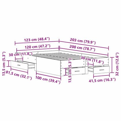Рамка за легло Старо дърво 120 x 200 cm Инженерно дърво