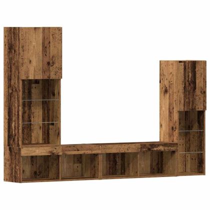 ТВ шкаф 4 pcs Старо дърво Инженерно дърво