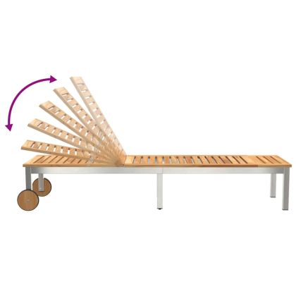 Шезлонги 2бр с маса 2-човек 3 pcs Кафяво Солидно акациево дърво