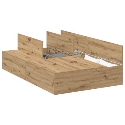 Легло с място за съхранение Дъб 120 x 190 cm Инженерно дърво