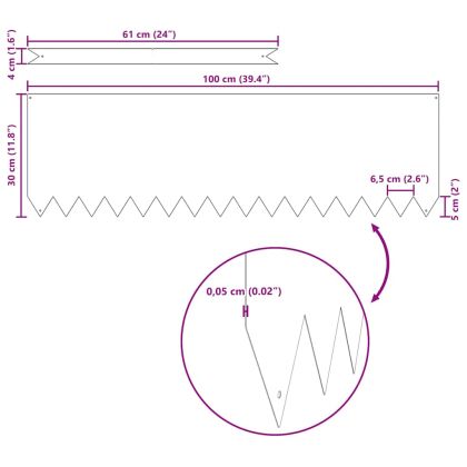Ограда за трева 30 pcs Бяло 100 x 0.05 x 20 см