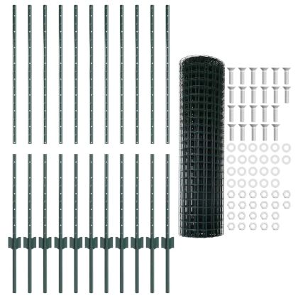 Ограда и колче Зелен 1,2 x 25 m Стомана