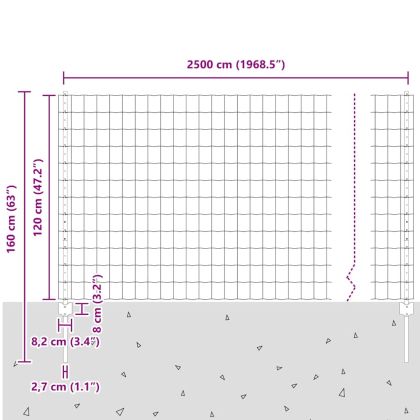 Ограда и колче Зелен 1,2 x 25 m Стомана