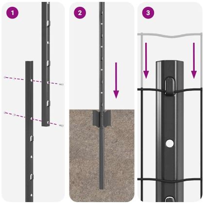 Ограда и колче Сив 1,2 x 10 m Стомана