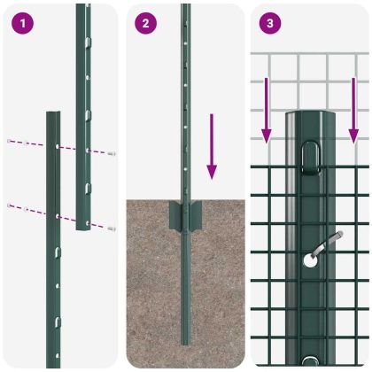 Ограда с пост Зелен 1,2 x 25 m Стомана и PVC