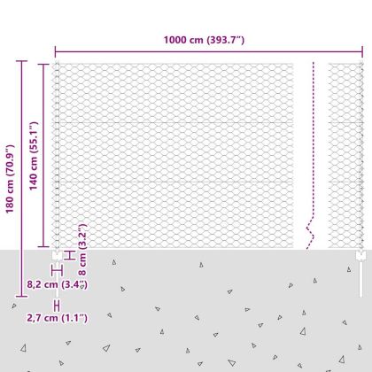 Ограда и колче Зелен 1,4 x 10 m Стомана