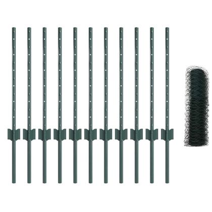 Ограда и колче Зелен 0,5 x 25 м Стомана